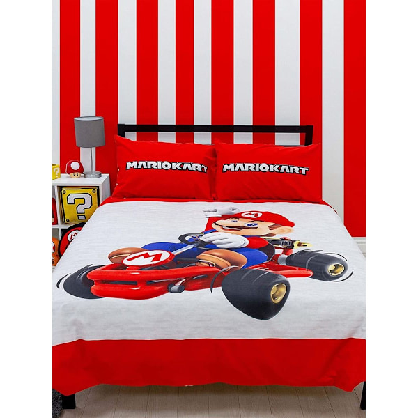 Super Mario Closeup Påslakan Set Enkelsäng Grå/Vit/Röd Grey/White/Red Single