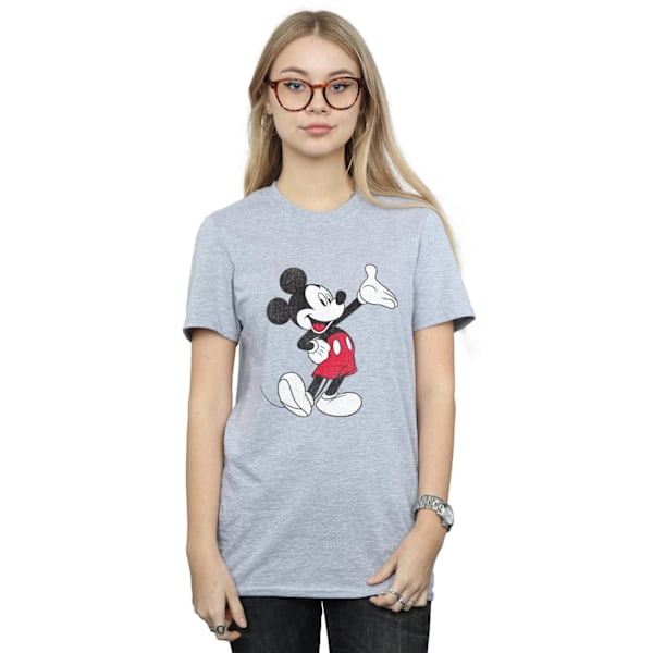 Disney Dam/Damer Traditionell Wave Mickey Mouse Boyfriend T-shirt Sports Grey S