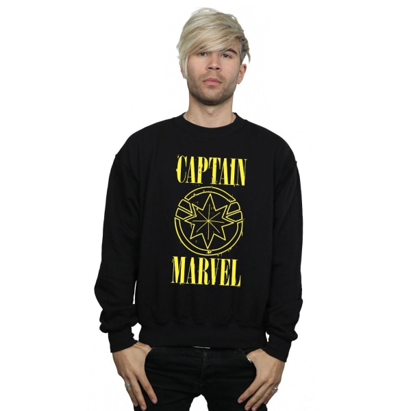 Marvel Herr Captain Marvel Grunge Logo Sweatshirt S Svart Black S