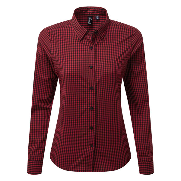 Premier Womens/Ladies Maxton Check Long Sleeve Shirt S Black/Re Black/Red S