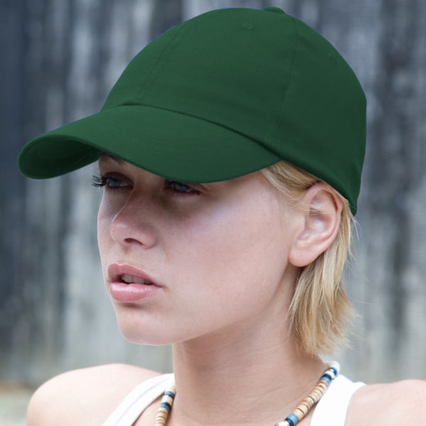 Result Unisex Lågprofil Tung Borstad Bomulls Basebollkeps En Forest Green One Size