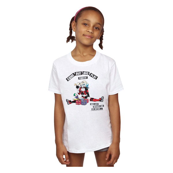 DC Comics Girls Harley Quinn Come Out And Play Bomull T-shirt 7 White 7-8 Years