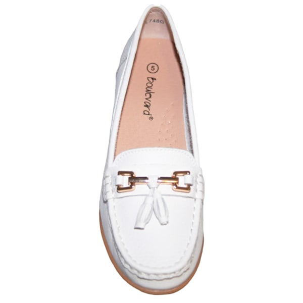 Boulevard Dam/Damer Action Läder Tofs Loafers 7 UK Vit White 7 UK