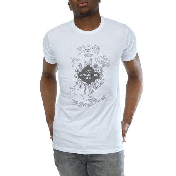Harry Potter T-shirt för män med Marauder´s Map M Vit White M