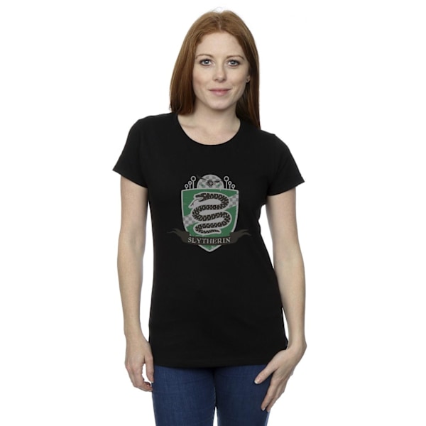 Harry Potter Dam/Kvinnor Slytherin Bröst Badge Bomull T-shirt Black M