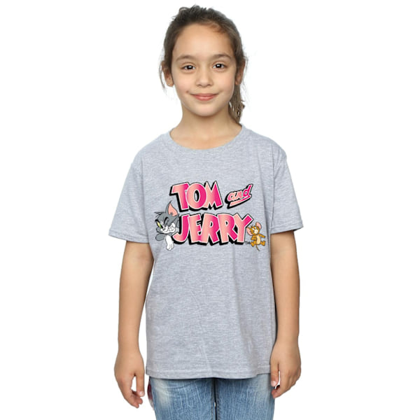 Tom And Jerry Girls Gradient Logo Bomull T-shirt 9-11 År Spo Sports Grey 9-11 Years