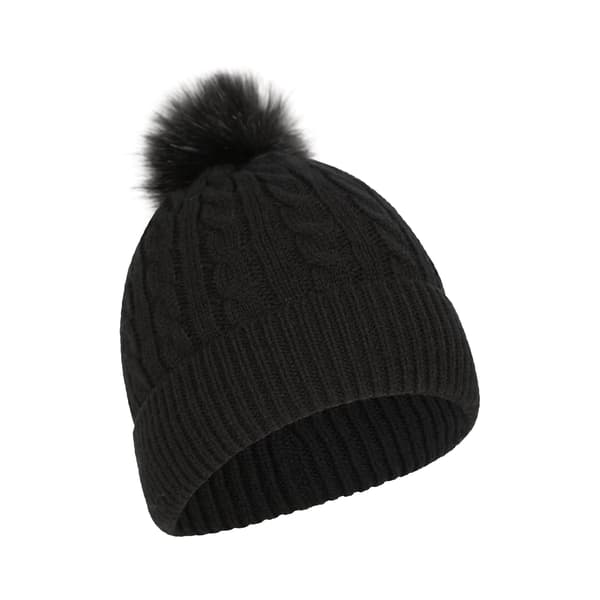 Mountain Warehouse Dam Beanie med Pompom och Fuskpälsfoder för Kvinnor Black One Size