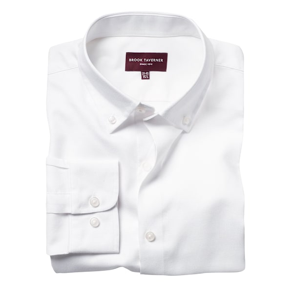 Brook Taverner Herr Toronto Långärmad Oxford Skjorta 17 UK Vit White 17 UK
