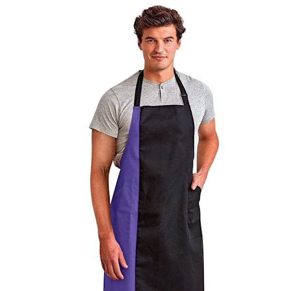 Premier Unisex Kontrastfärgad Arbetsförkläde Haklapp En Storlek Svart/ Lila Black/ Purple One Size