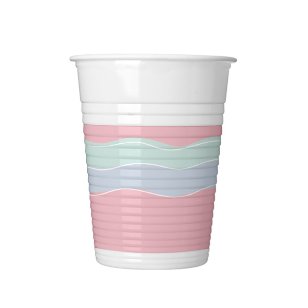 Procos Elegant Wave Pattern Party Cup (8-pack) One Size Rosa Pink/White/Blue One Size