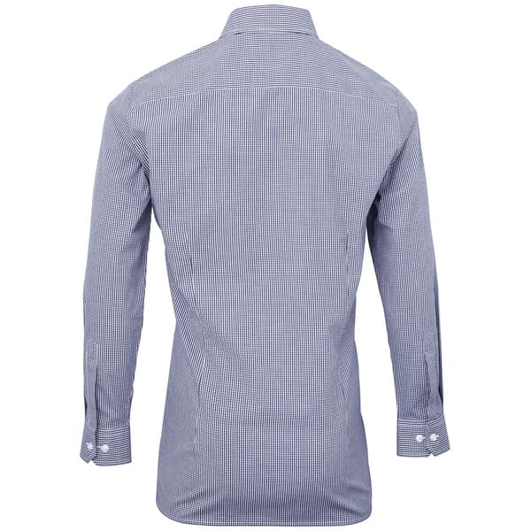 Premier Herr Microcheck Långärmad Skjorta M Marinblå/Vit Navy/White M