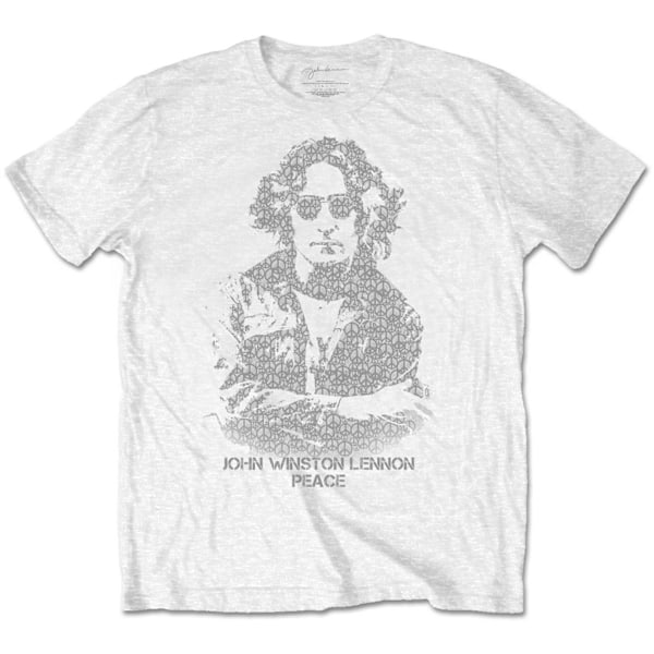 John Lennon Unisex Vuxen Fredssymbol Bomull T-shirt L Vit White L
