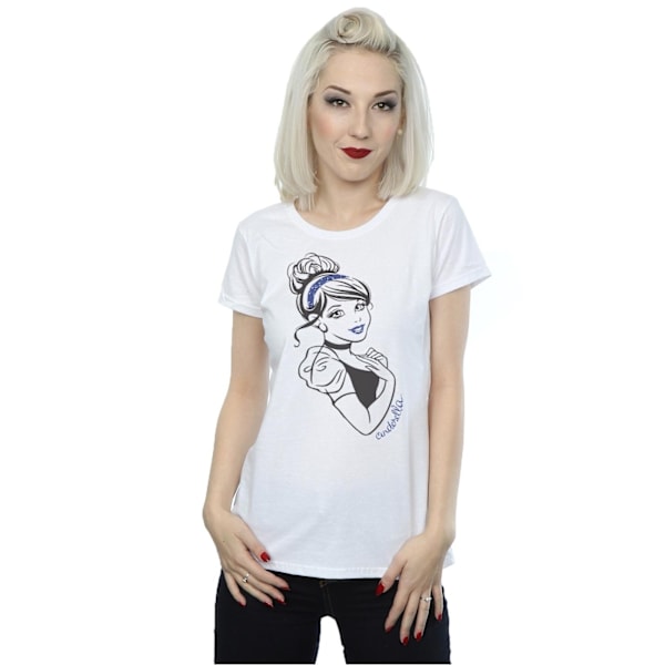 Disney Princess Dam T-shirt i bomull med glitter för kvinnor/damer White XS