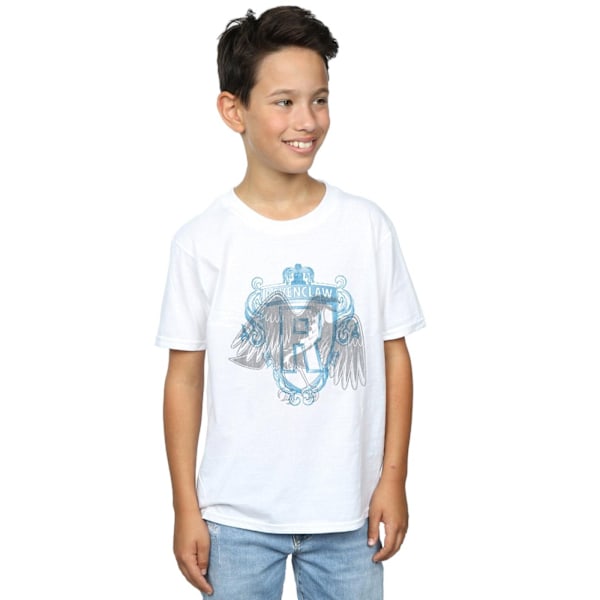 Harry Potter Boys Ravenclaw Raven Crest T-shirt 12-13 år Vit White 12-13 Years