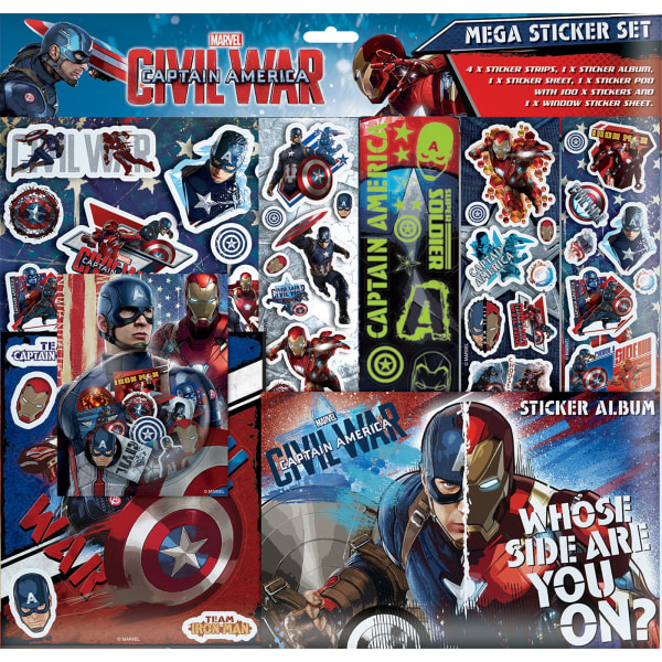 Captain America Mega Assorted Designs Stickers Set One Size Mul Multicoloured One Size