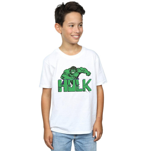 Marvel Pojkar Hulk Pixel T-Shirt 7-8 År Vit White 7-8 Years