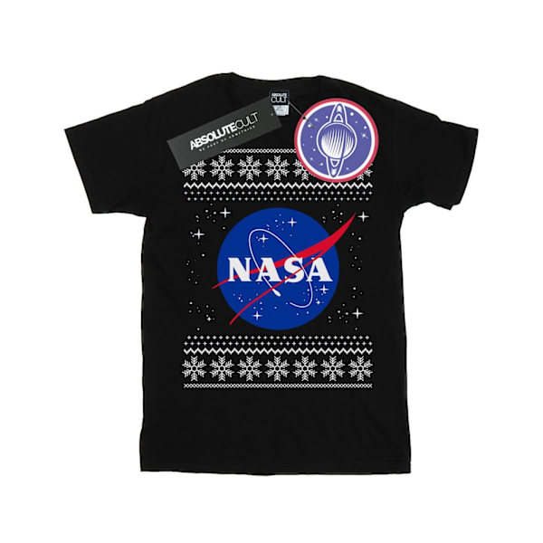 NASA Girls Classic Fair Isle Bomull T-shirt 7-8 år Svart Black 7-8 Years