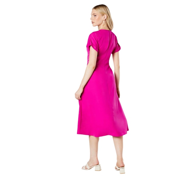 Principles Dam/Dam Pleat Front Midi Klänning 10 UK Rosa Pink 10 UK