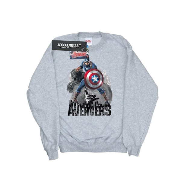 Marvel Herr Captain America Action Pose Sweatshirt L Sports Grå Sports Grey L