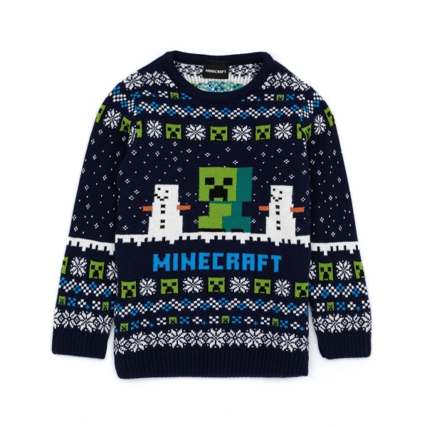 Minecraft Jultröja i ull med Creeper för barn 13-14 år Navy 13-14 Years