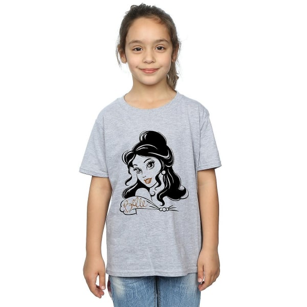 Beauty And The Beast Girls Belle Sparkle T-shirt 7-8 år Spor Sports Grey 7-8 Years