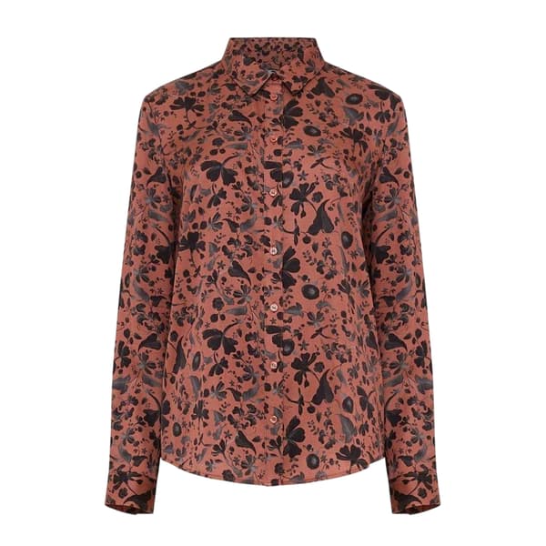 French Connection Dam/Dam Blommig Normal Långärmad Blus Russet 10 UK