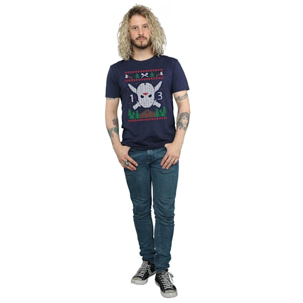 Fredag den 13:e herr jul Fair Isle T-shirt 3XL marinblå Navy Blue 3XL