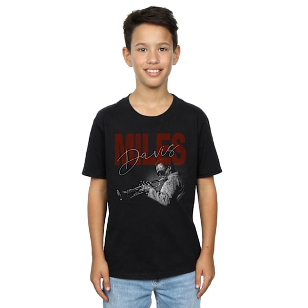 Miles Davis Boys Distressed Photo T-Shirt 9-11 år Svart Black 9-11 Years