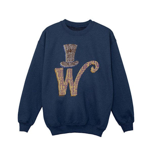 Willy Wonka Girls W Logo Hat Sweatshirt 12-13 år Marinblå Navy Blue 12-13 Years