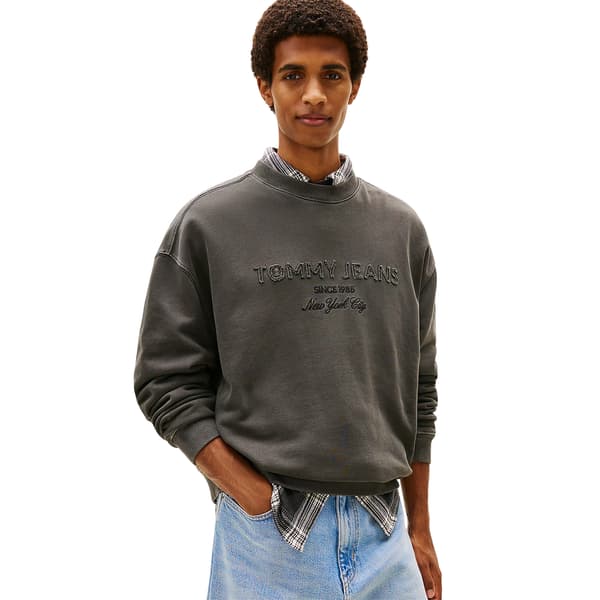 Tommy Jeans Herr Tröja med broderad logotyp L Washed Black Washed Black L