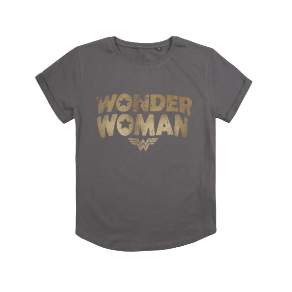 Wonder Woman Dam/Dam T-shirt med logotyp i metall M Dark Charcoa Dark Charcoal M