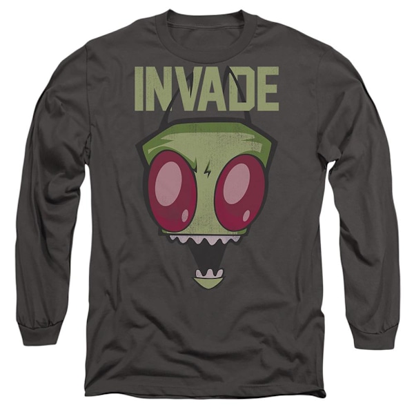Invader Zim Unisex Vuxen Invade T-Shirt L Kolgrå Charcoal L