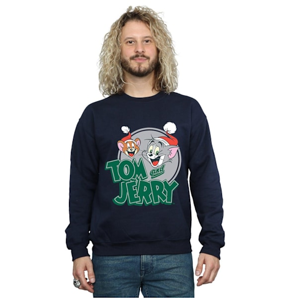 Tom And Jerry Herr Julhälsningar Sweatshirt XXL Marinblå Navy Blue XXL