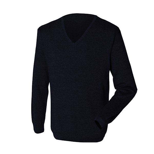 Henbury Herr 12 Gauge Fint Stickat V-ringad Tröja / Sweatshirt M Na Navy M