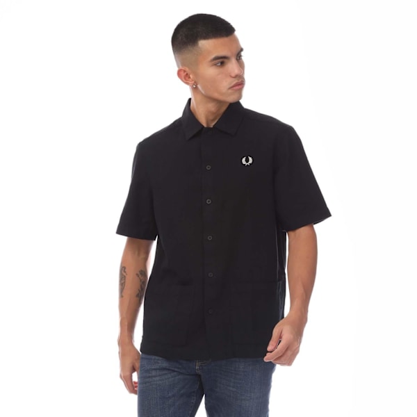 Fred Perry Herr Panel Linneskjorta M Svart Black M