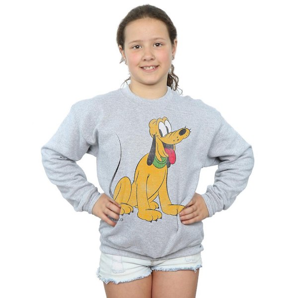 Disney Girls Classic Pluto Sweatshirt 7-8 år Sports Grey Sports Grey 7-8 Years