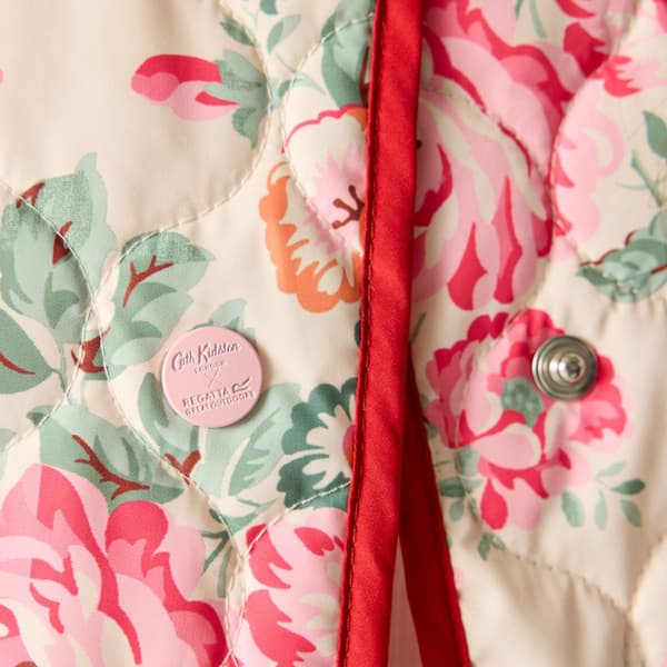 Regatta Dam Cath Kidston Hackney Rose quiltad vadderad jacka Cream 20 UK