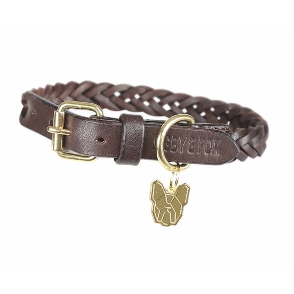 Digby & Fox Pläd Läder Hundhalsband XS - Halsomfång: 25.4cm-34.3cm Brown XS - Neckline: 10in-13.5in