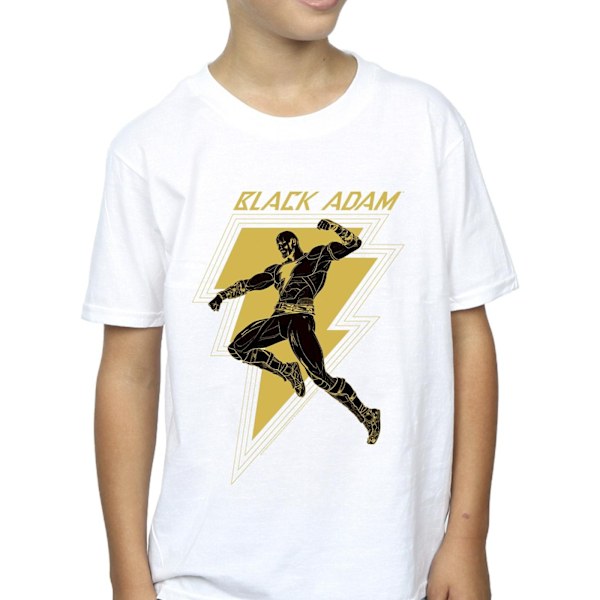 DC Comics Boys Black Adam Golden Bolt Chest T-Shirt 7-8 år W White 7-8 Years