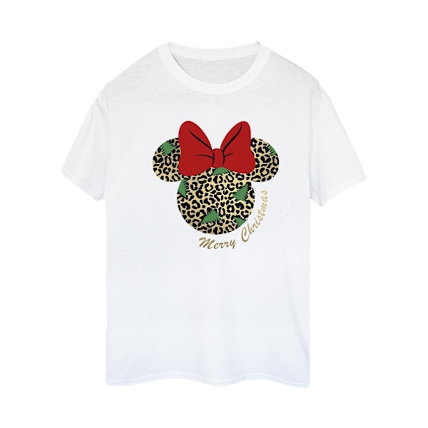 Disney Dam/Damer Minnie Mouse Leopard Jul Bomull Pojkvän T-shirt White 4XL