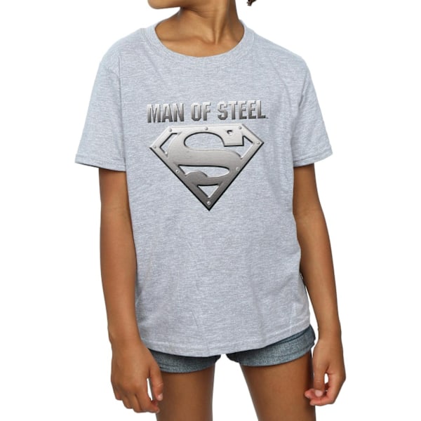 DC Comics Girls Superman Man Of Steel Shield Bomull T-shirt 7-8 Sports Grey 7-8 Years