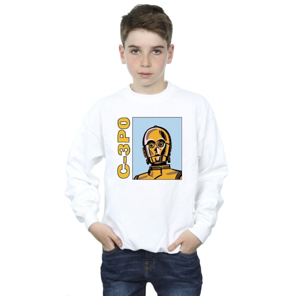 Star Wars Boys C3PO Line Art Sweatshirt 5-6 år Vit White 5-6 Years