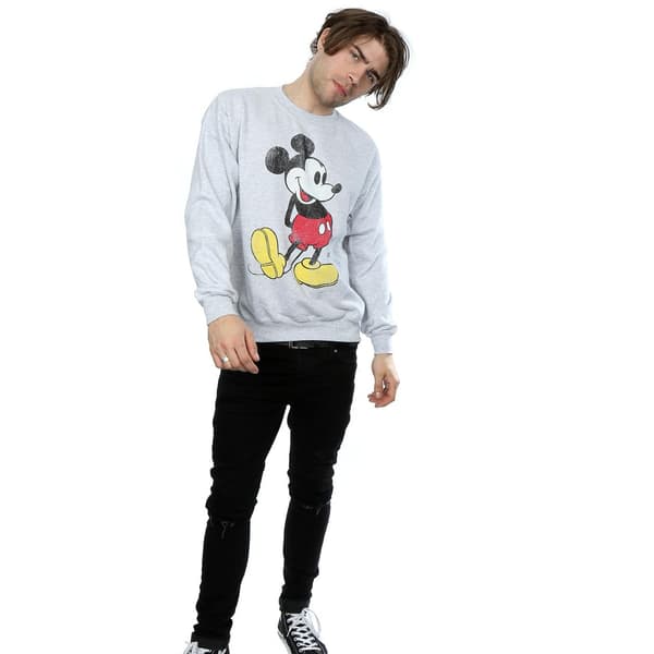 Disney Herr Mickey Mouse Classic Kick Sweatshirt XL Heather Grå Heather Grey XL