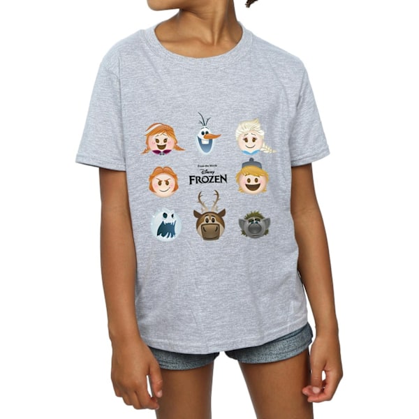 Frozen T-shirt i bomull med flickhuvuden, 7-8 år, sportgrå Sports Grey 7-8 Years