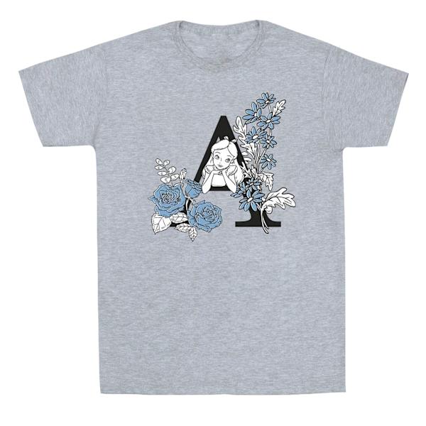 Disney Girls Alice In Wonderland Letter A Bomull T-shirt 5-6 År Sports Grey 5-6 Years