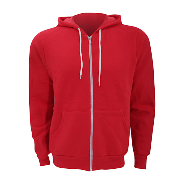 Canvas Unisex Dragkedja Polycotton Fleece Tröja med Huva / Luva Red 2XL