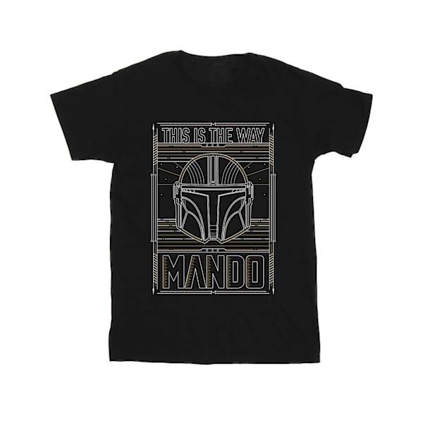 Star Wars Girls The Mandalorian The Way Outline Helm Bomull T-S Black 12-13 Years