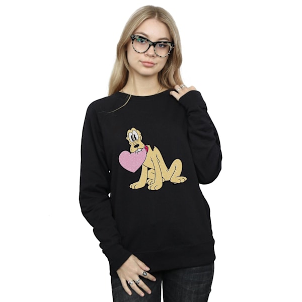 Disney Womens/Ladies Pluto Love Heart Sweatshirt XL Svart Black XL
