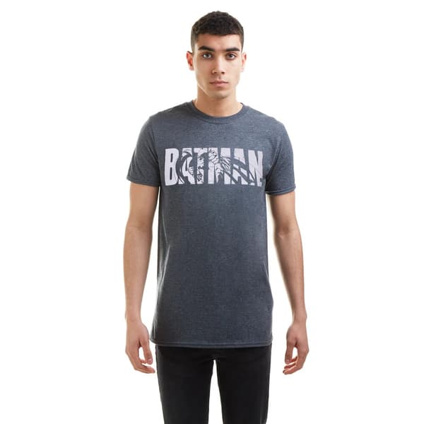 Batman Text T-shirt för män L Mörkgrå Dark Heather L