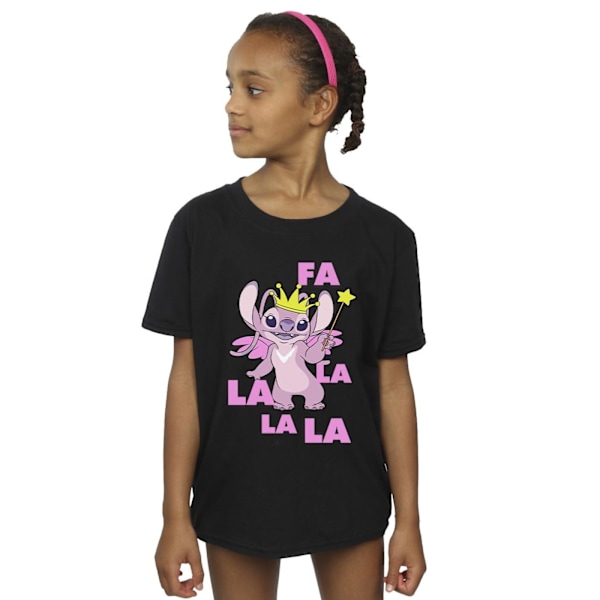 Disney Girls Lilo & Stitch Angel Fa La La Bomull T-shirt 5-6 år Black 5-6 Years